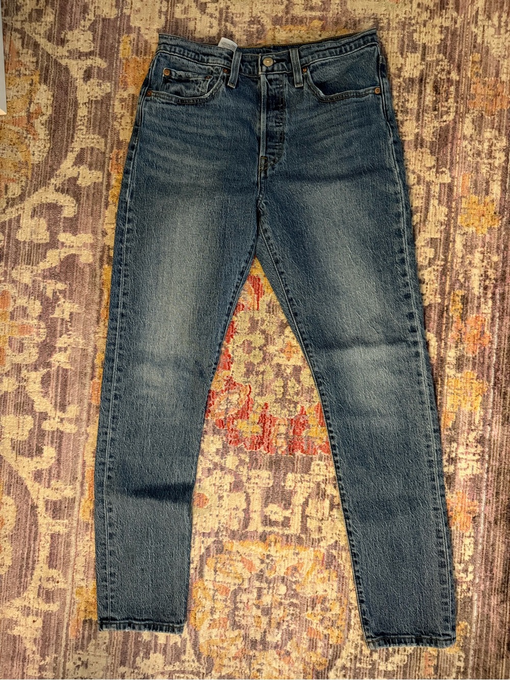 Levi's light blue denim high-rise straight jeans - Picture 2 of 5